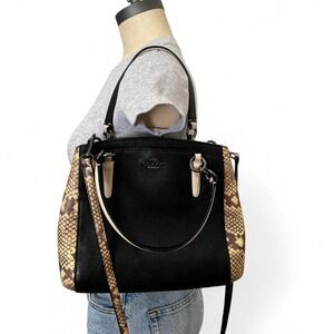Coach black and cream snakeskin leather handbag